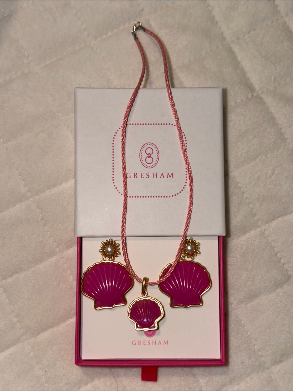 Pink Shell Drop Earrings - Picture 2 of 2